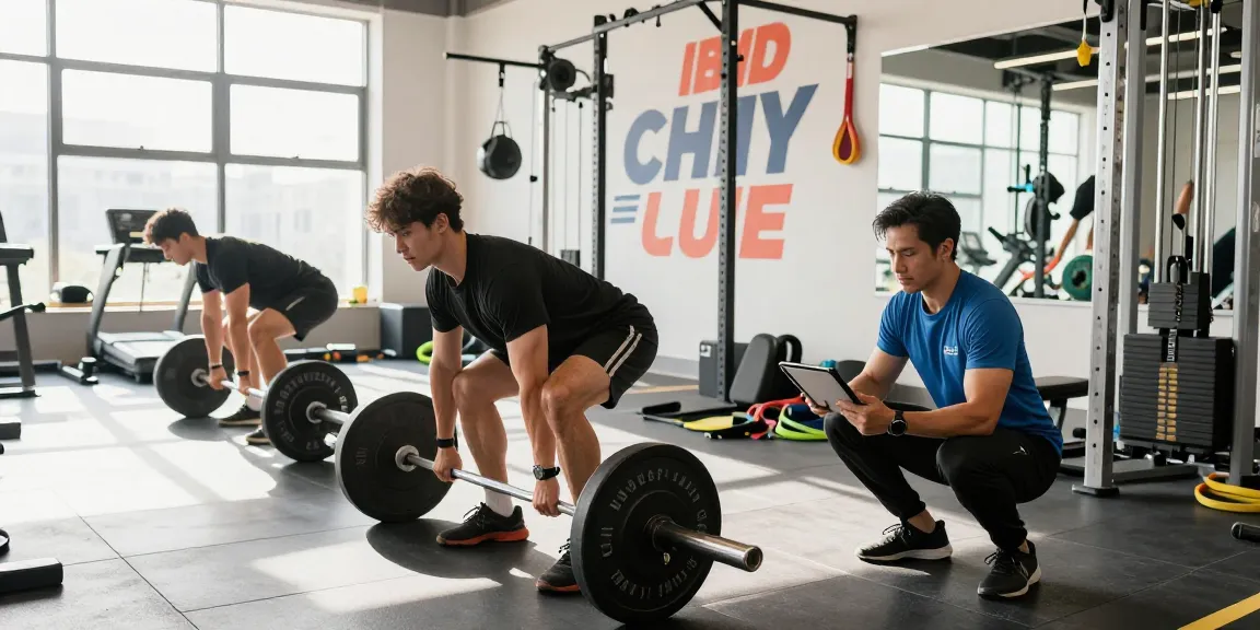 Steroidshop - Bodybuilder im modernen Fitnessstudio beim Training mit Gewichten und Fitnessgeräten.