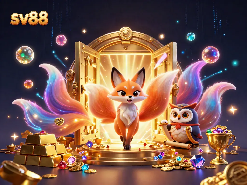 sv88 showcases a magical gaming experience with vibrant characters and treasure for players.